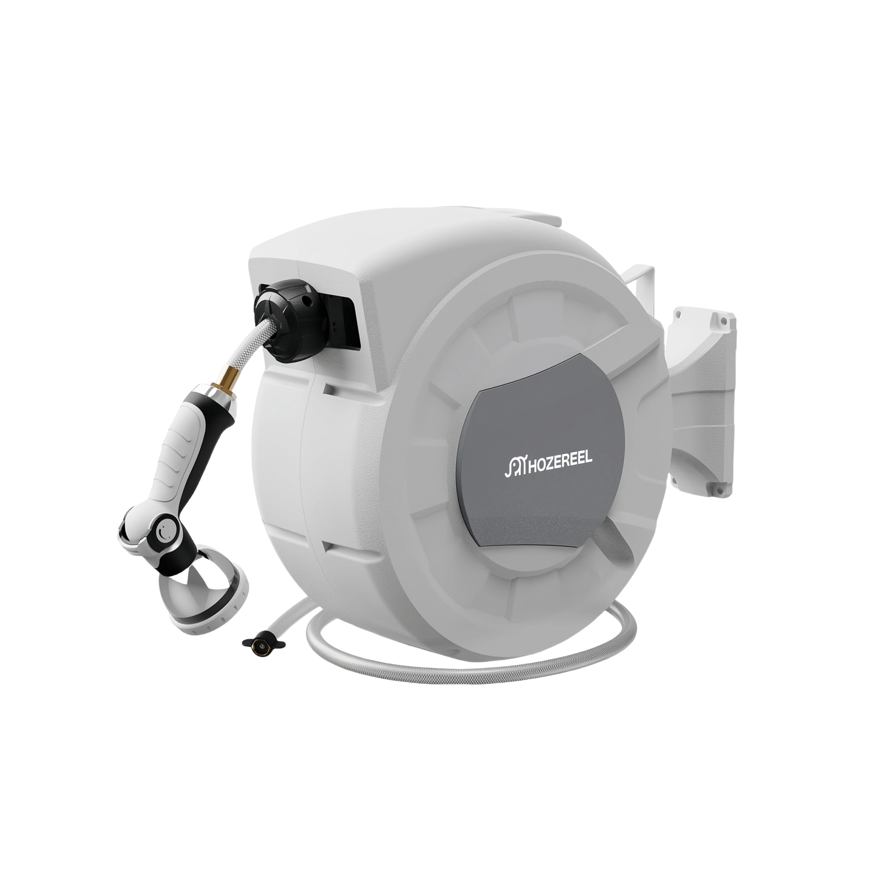 Compact 100ft Retractable Garden Hose Reel by HOZEREEL, 1/2" Hybrid Rubber Hose, Water Hose Reels Automatic Rewind Storage