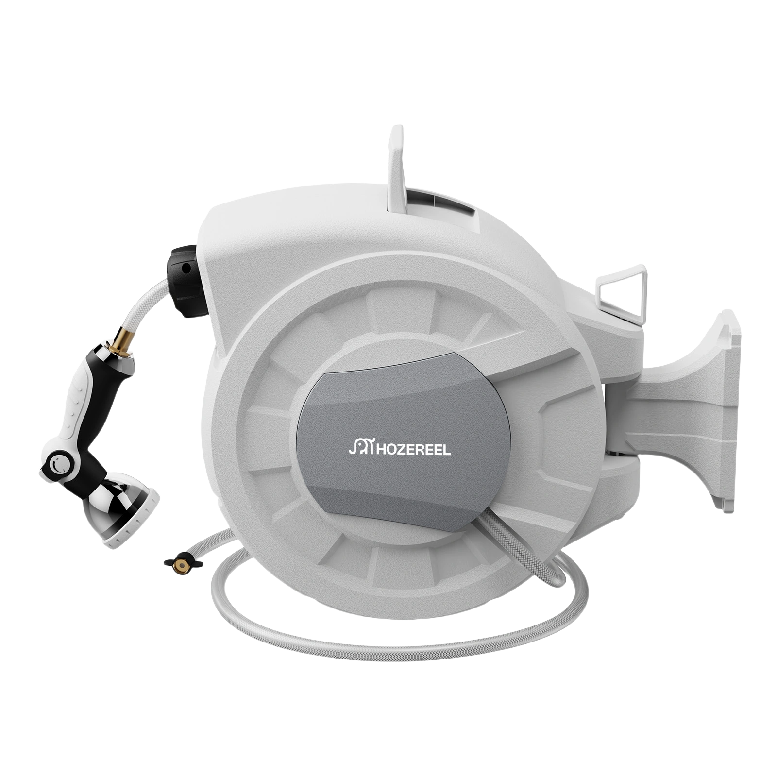 Compact 100ft Retractable Garden Hose Reel by HOZEREEL, 1/2" Hybrid Rubber Hose, Water Hose Reels Automatic Rewind Storage