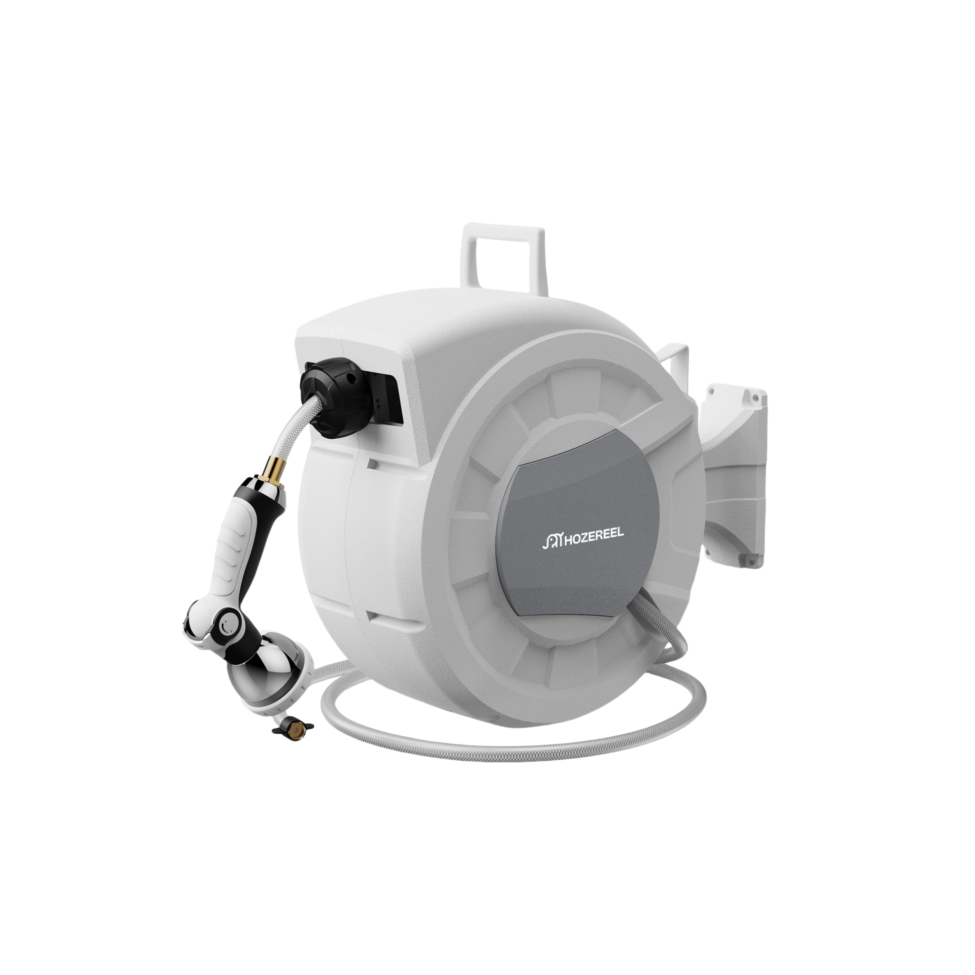 Compact 100ft Retractable Garden Hose Reel by HOZEREEL, 1/2" Hybrid Rubber Hose, Water Hose Reels Automatic Rewind Storage