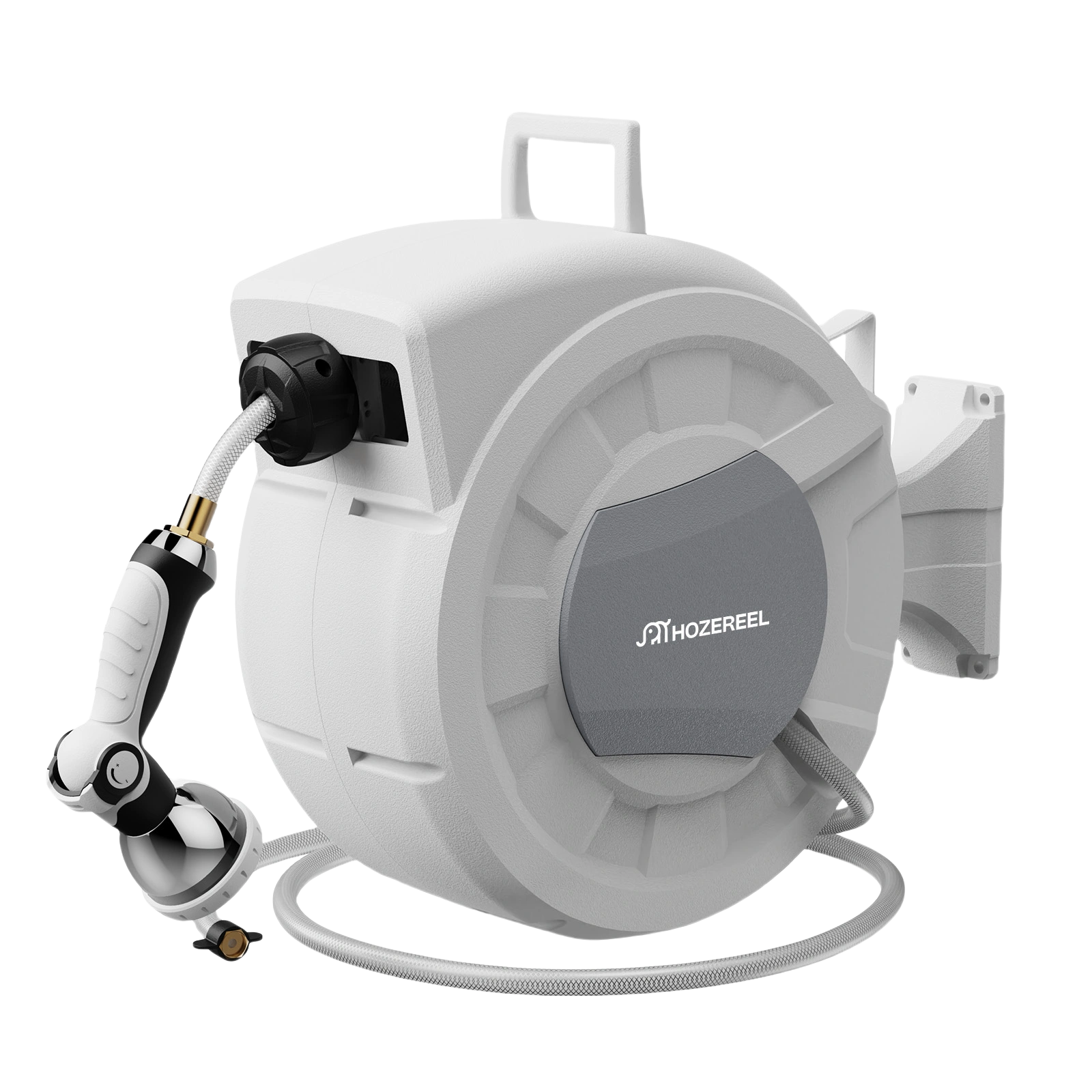 Compact 100ft Retractable Garden Hose Reel by HOZEREEL, 1/2" Hybrid Rubber Hose, Water Hose Reels Automatic Rewind Storage