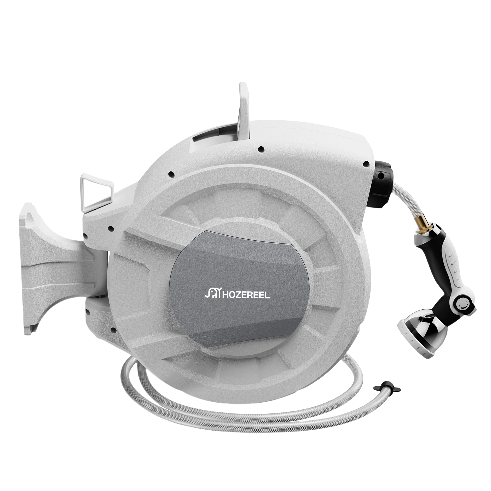 Compact 100ft Retractable Garden Hose Reel by HOZEREEL, 1/2" Hybrid Rubber Hose, Water Hose Reels Automatic Rewind Storage