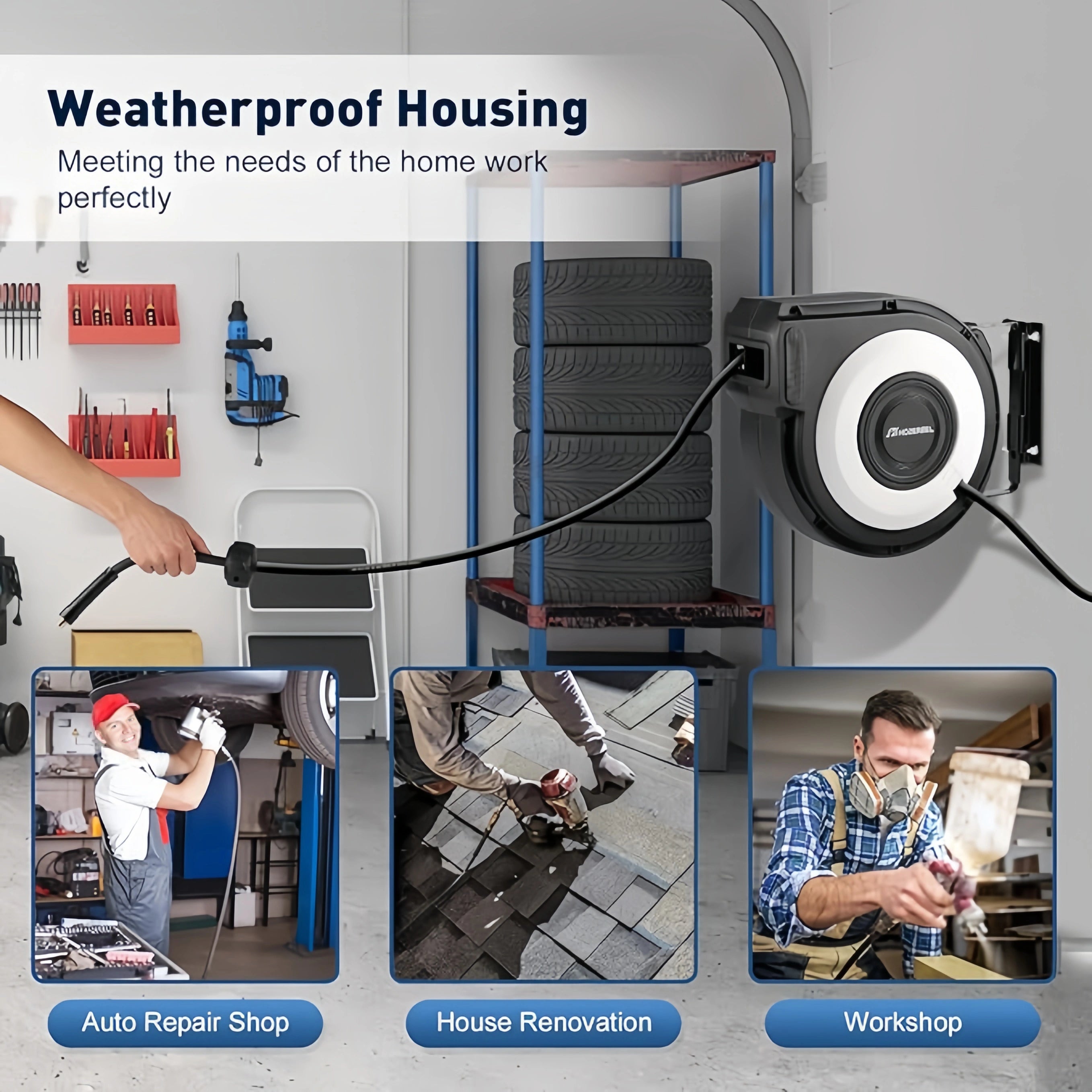 Retractable Air Compressor Hose Reel