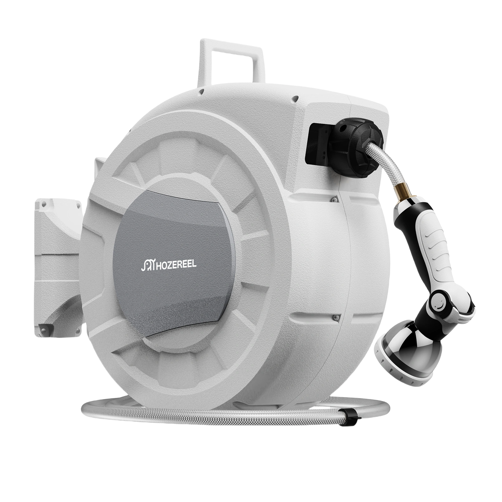 Compact 100ft Retractable Garden Hose Reel by HOZEREEL, 1/2" Hybrid Rubber Hose, Water Hose Reels Automatic Rewind Storage