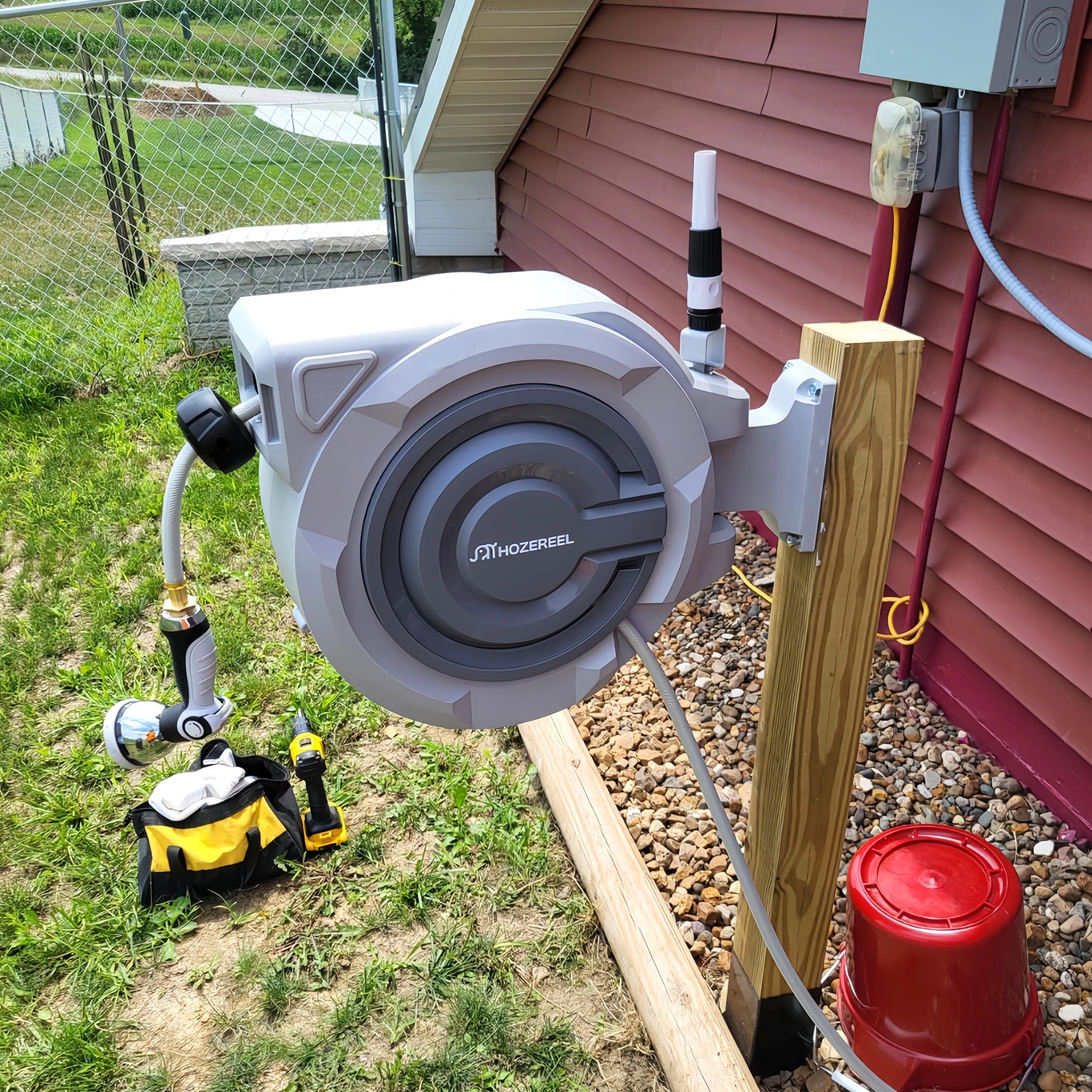 Hose Reel for Garden Hose 66FT/100FT/110FT/150FT x 1/2”/5/8" – Retractable Garden Hose & Reel, No More Kinks, Easy Grip