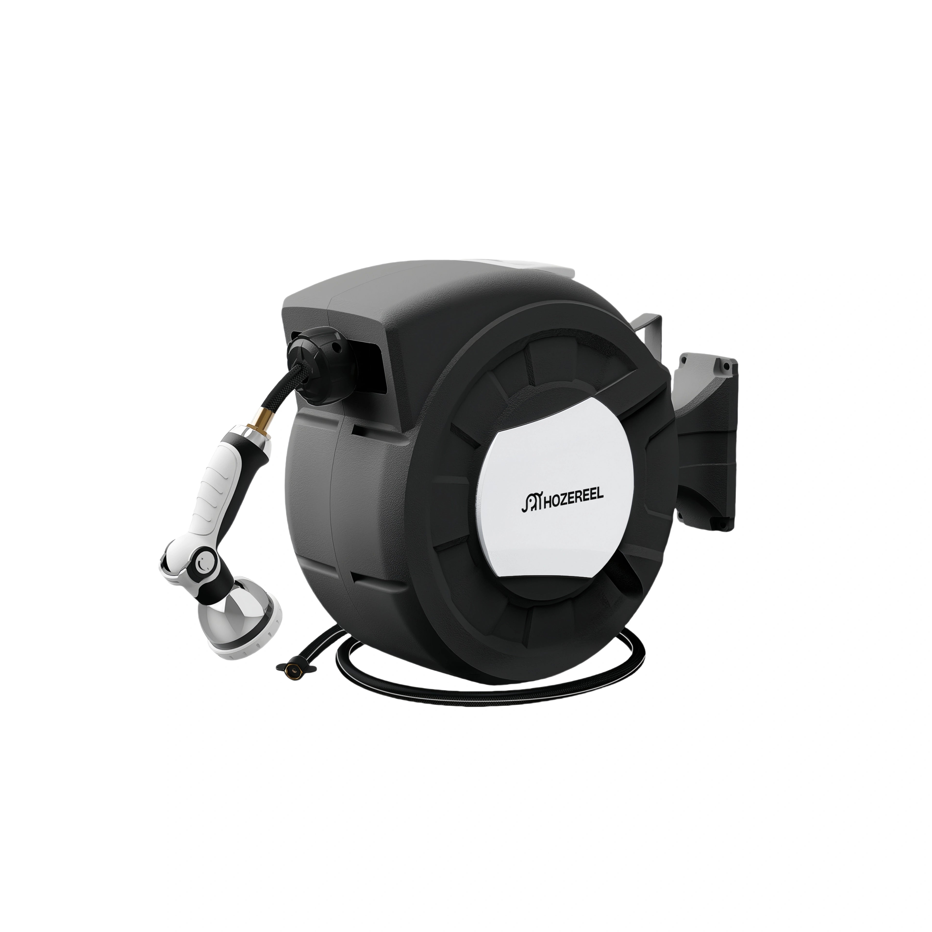 Compact 100ft Retractable Garden Hose Reel by HOZEREEL, 1/2" Hybrid Rubber Hose, Water Hose Reels Automatic Rewind Storage