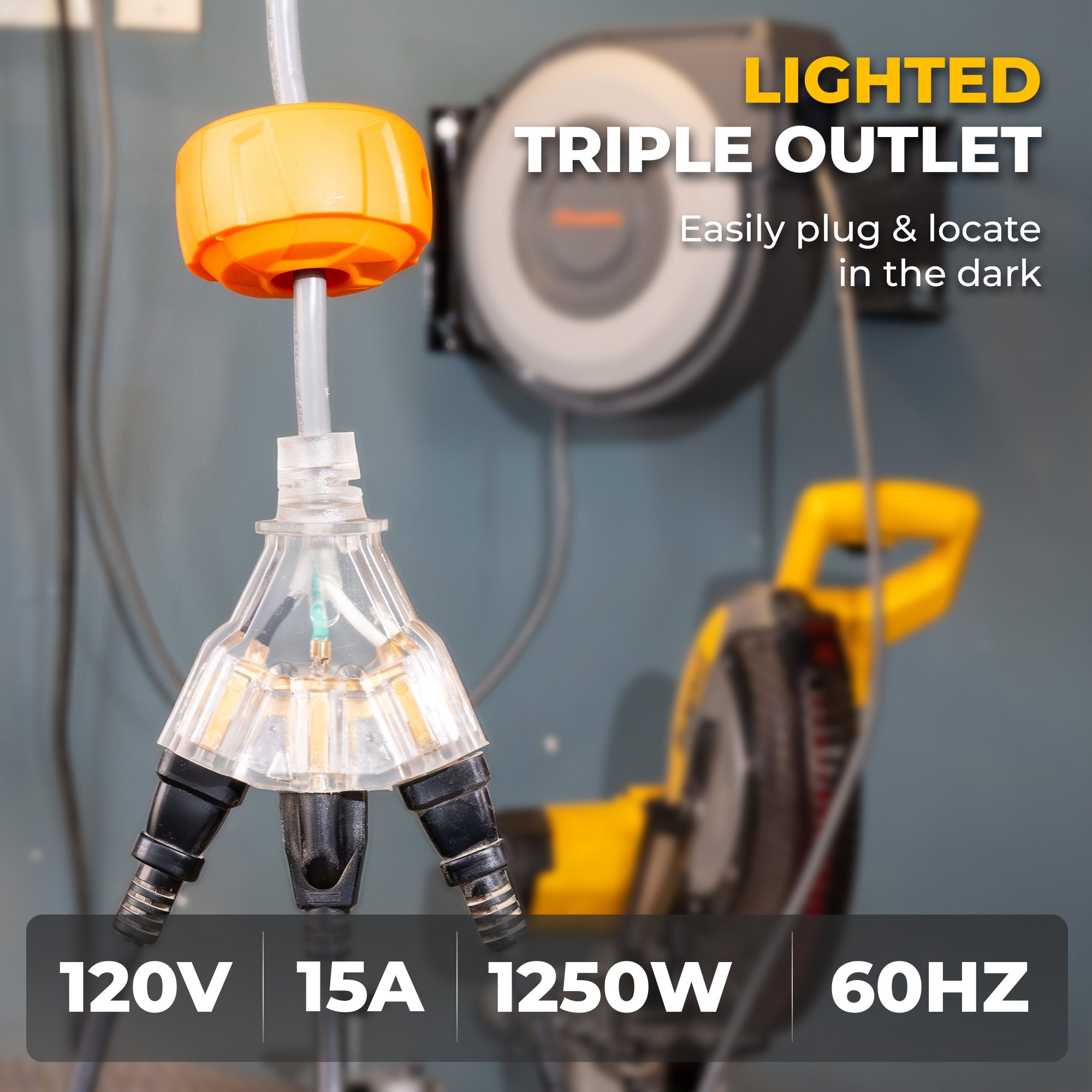 Retractable Extension Cord Reel 70 FT Power Cord 14AWG/3C SJTOW
